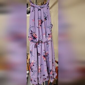Floral Purple Sleeveless Mini Dress